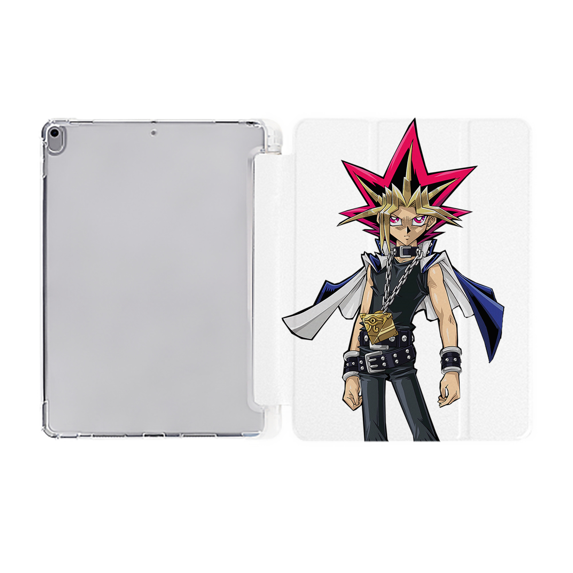 （画像用） 遊☆戯☆王 Yu-Gi-Oh! IPad ケース ペン収納付き 三つ折りスタンド PUレザー×シリコン 対応機種9.5/10.5/10.9インチ